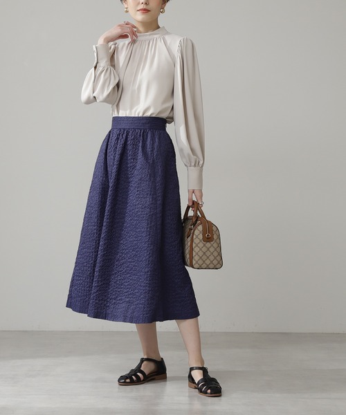 N.（N. Natural Beauty Basic）（エヌエヌナチュラルビューティーベーシック）の「《n.'look》◆シュリンクギャザースカート（スカート・レディース・ネイビー/イエロー/ライラック・MEDIUM）」の8枚目の写真