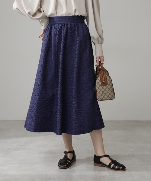 N.（N. Natural Beauty Basic）（エヌエヌナチュラルビューティーベーシック）の「《n.'look》◆シュリンクギャザースカート（スカート・レディース・ネイビー/イエロー/ライラック・MEDIUM）」の7枚目の写真