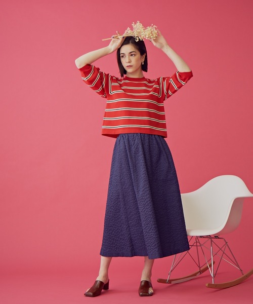 N.（N. Natural Beauty Basic）（エヌエヌナチュラルビューティーベーシック）の「《n.'look》◆シュリンクギャザースカート（スカート・レディース・ネイビー/イエロー/ライラック・MEDIUM）」の4枚目の写真