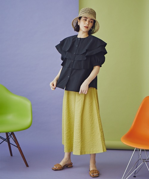 N.（N. Natural Beauty Basic）（エヌエヌナチュラルビューティーベーシック）の「《n.'look》◆シュリンクギャザースカート（スカート・レディース・ネイビー/イエロー/ライラック・MEDIUM）」の18枚目の写真