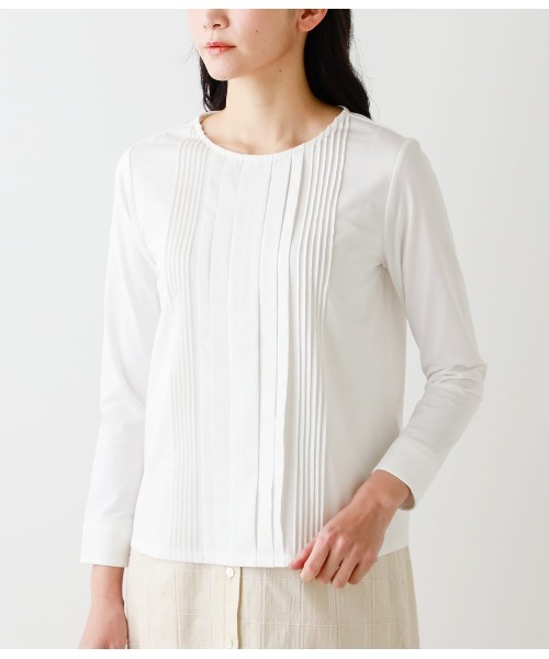 NEWYORKER(ニューヨーカー)の「【吸水速乾】コットンポリエステル天竺 タックカットソー(Tシャツ/カットソー・レディース・ベージュ/ライトグリーン/ホワイト・L/M)」の21枚目の写真
