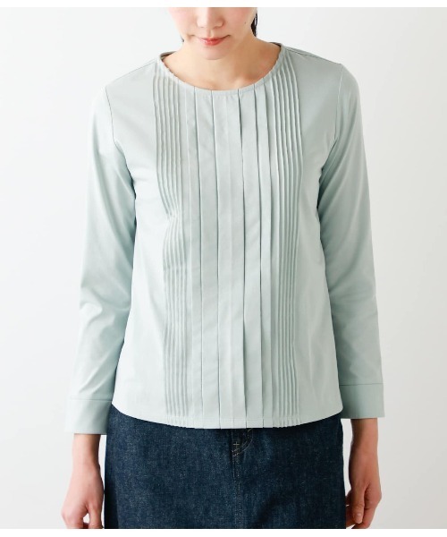 NEWYORKER(ニューヨーカー)の「【吸水速乾】コットンポリエステル天竺 タックカットソー(Tシャツ/カットソー・レディース・ベージュ/ライトグリーン/ホワイト・L/M)」の17枚目の写真