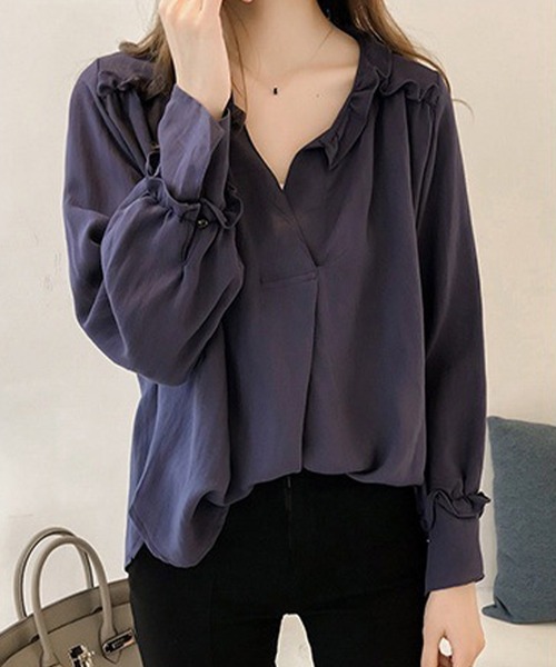 Amulet（アミュレット）の「フェミニンブラウス（シャツ/ブラウス・レディース・イエロー/ライトピンク/ネイビー・M/L/XL）」の8枚目の写真