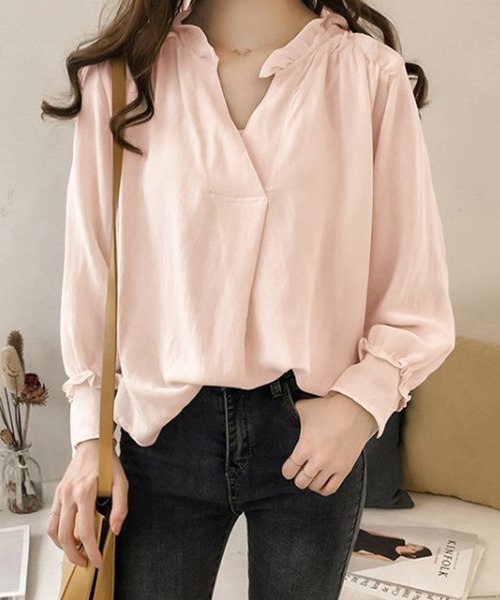 Amulet（アミュレット）の「フェミニンブラウス（シャツ/ブラウス・レディース・イエロー/ライトピンク/ネイビー・M/L/XL）」の9枚目の写真