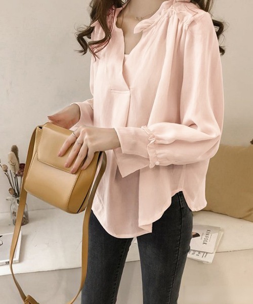 Amulet（アミュレット）の「フェミニンブラウス（シャツ/ブラウス・レディース・イエロー/ライトピンク/ネイビー・M/L/XL）」の14枚目の写真