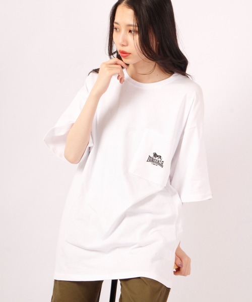 LONSDALE（ロンズデール）の「LONSDALE オーバーサイズ 天竺 コットン ワンポイント刺繍 半袖 Tシャツ 男女兼用（Tシャツ/カットソー・メンズ・ホワイト/ブラック・LL/S/M/L）」の18枚目の写真