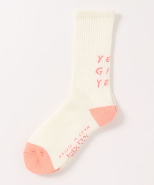坩堝(ルツボ)の「【坩堝】坩堝 YEAH GIRL YEAH SOCKS(ソックス/靴下・メンズ・ホワイト/ピンク・FREE)」の2枚目の写真