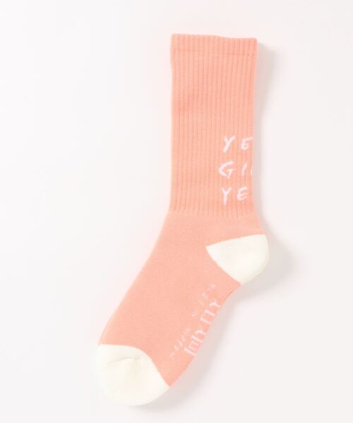 坩堝(ルツボ)の「【坩堝】坩堝 YEAH GIRL YEAH SOCKS(ソックス/靴下・メンズ・ホワイト/ピンク・FREE)」の1枚目の写真
