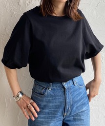 綿天竺ボリューム袖ランタンスリーブ半袖Tシャツ