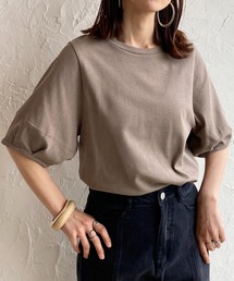 綿天竺ボリューム袖ランタンスリーブ半袖Tシャツ