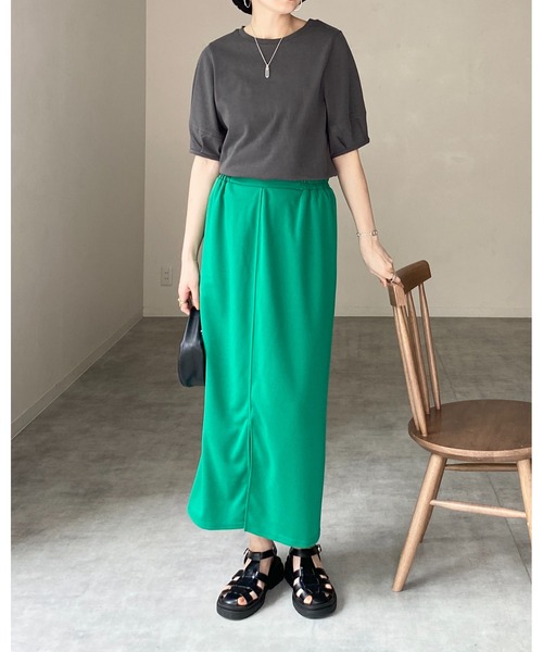 She's Closet(シーズクローゼット)の「綿天竺ボリューム袖ランタンスリーブ半袖Tシャツ(Tシャツ/カットソー・レディース・ブラック/グリーン/アイボリー/モカ/チャコール・FREE)」の12枚目の写真