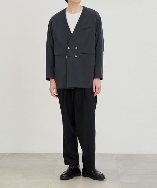 PUBLIC TOKYO ノーカラージャケット 02 ホワイト美品 オルタネイトノーカラージャケット（ノーカラージャケット