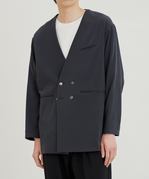 PUBLIC TOKYO ノーカラージャケット 02 ホワイト美品 オルタネイトノーカラージャケット（ノーカラージャケット