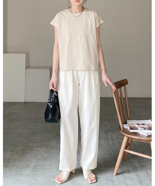 未使用タグ付✨ガリャルダガランテ 名品 フレンチスリーブ カットソー Tシャツ セール】コットン100%無地クルーネックフレンチスリーブ