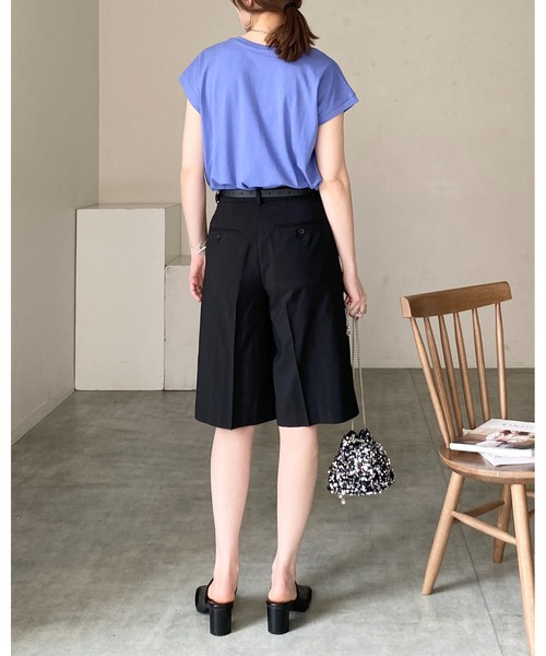 She's Closet(シーズクローゼット)の「コットン100%無地クルーネックフレンチスリーブコンパクトTシャツ(Tシャツ/カットソー・レディース・ホワイト/グリーン/グレイッシュベージュ/チャコール/ブラック/モカ/ライトグリーン/ピンク/ベージュ/ブルー/ダークパープル・FREE)」の15枚目の写真