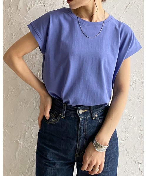 She's Closet(シーズクローゼット)の「コットン100%無地クルーネックフレンチスリーブコンパクトTシャツ(Tシャツ/カットソー・レディース・ホワイト/グリーン/グレイッシュベージュ/チャコール/ブラック/モカ/ライトグリーン/ピンク/ベージュ/ブルー/ダークパープル・FREE)」の16枚目の写真