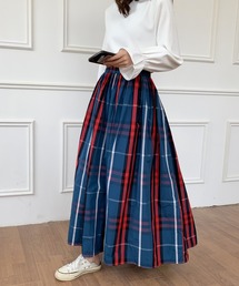 ABITOKYO | 大柄チェックボリュームフレアロングスカート(スカート)