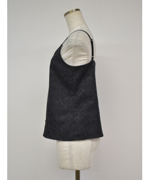 Reurie'（レウリィ）の「ジャガードVネックキャミソール(セットアップ対応) / ノースリーブ ビスチェ キャミ 花柄 アイボリー ベージュ ブルー ブラック setup（キャミソール・レディース・ブラック/ベージュ/ブルー・FREE）」の10枚目の写真