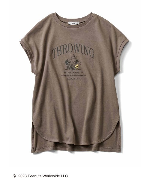 IEDIT(イディット)の「IEDIT PEANUTS 綿100%で気持ちいい大人のこなれフレンチスリーブトップス(Tシャツ/カットソー・レディース・オフホワイト/モカ/ブラック・MEDIUM/LARGE/X-LARGE/SMALL)」の8枚目の写真
