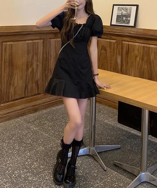Jasmine Grandiflorum(ジャスミングランディフローラム)の「【Jasmine】フリルスクエアネック半袖ミニワンピース (SS)(ワンピース・レディース・ホワイト/ブラック/ピンク・SMALL/MEDIUM/LARGE/X-LARGE/XX-LARGE)」の13枚目の写真