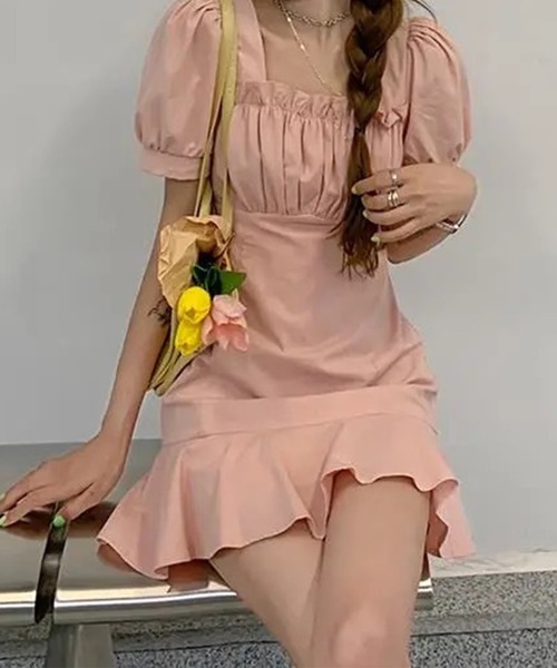 Jasmine Grandiflorum(ジャスミングランディフローラム)の「【Jasmine】フリルスクエアネック半袖ミニワンピース (SS)(ワンピース・レディース・ホワイト/ブラック/ピンク・SMALL/MEDIUM/LARGE/X-LARGE/XX-LARGE)」の12枚目の写真
