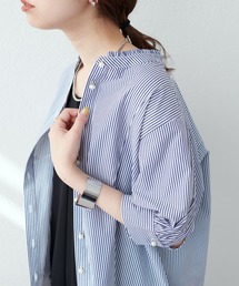 WEB限定カラー有り/パール釦ヨーク切替え5分袖シャツブラウス