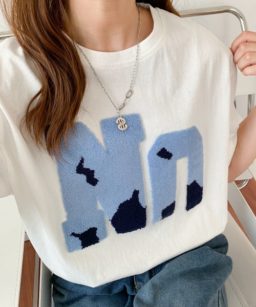 Diosfront(ディオスフロント)の「ルーズシルエットビックボアロゴ刺繍カットTee(Tシャツ/カットソー・レディース・グリーン/ホワイト/ブルー/ブラック・M/L)」の2枚目の写真