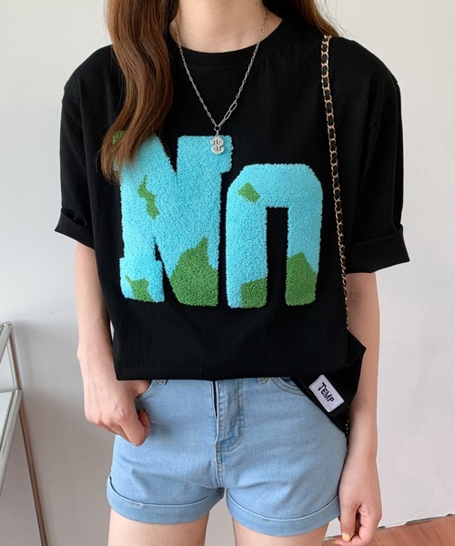 Diosfront(ディオスフロント)の「ルーズシルエットビックボアロゴ刺繍カットTee(Tシャツ/カットソー・レディース・グリーン/ホワイト/ブルー/ブラック・M/L)」の14枚目の写真