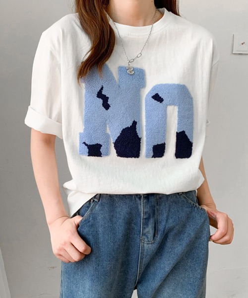 Diosfront(ディオスフロント)の「ルーズシルエットビックボアロゴ刺繍カットTee(Tシャツ/カットソー・レディース・グリーン/ホワイト/ブルー/ブラック・M/L)」の15枚目の写真