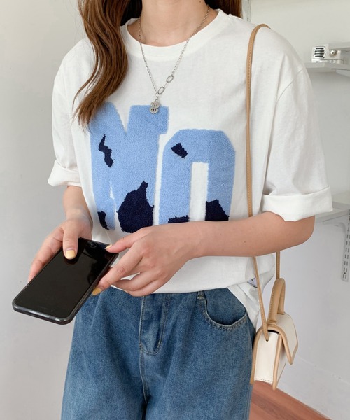 Diosfront(ディオスフロント)の「ルーズシルエットビックボアロゴ刺繍カットTee(Tシャツ/カットソー・レディース・グリーン/ホワイト/ブルー/ブラック・M/L)」の5枚目の写真