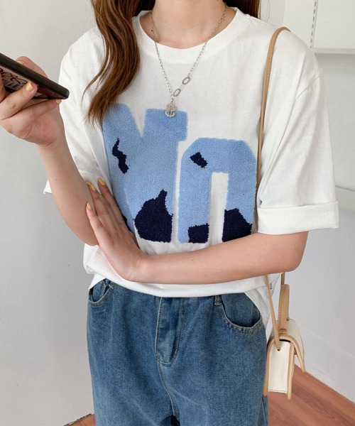 Diosfront(ディオスフロント)の「ルーズシルエットビックボアロゴ刺繍カットTee(Tシャツ/カットソー・レディース・グリーン/ホワイト/ブルー/ブラック・M/L)」の16枚目の写真
