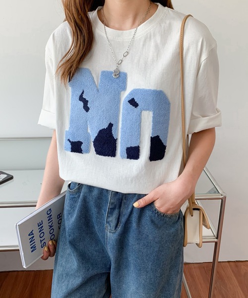 Diosfront(ディオスフロント)の「ルーズシルエットビックボアロゴ刺繍カットTee(Tシャツ/カットソー・レディース・グリーン/ホワイト/ブルー/ブラック・M/L)」の6枚目の写真