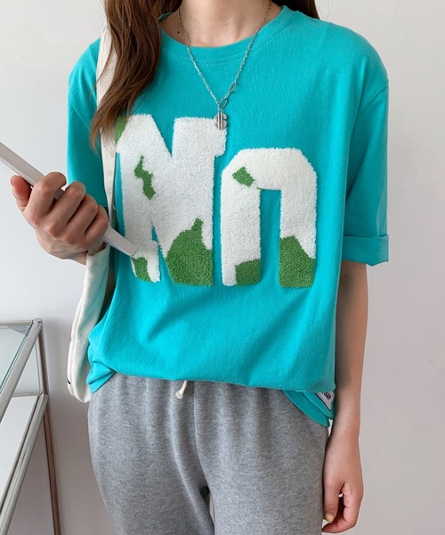 Diosfront(ディオスフロント)の「ルーズシルエットビックボアロゴ刺繍カットTee(Tシャツ/カットソー・レディース・グリーン/ホワイト/ブルー/ブラック・M/L)」の17枚目の写真