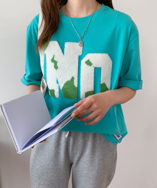 Diosfront(ディオスフロント)の「ルーズシルエットビックボアロゴ刺繍カットTee(Tシャツ/カットソー・レディース・グリーン/ホワイト/ブルー/ブラック・M/L)」の7枚目の写真