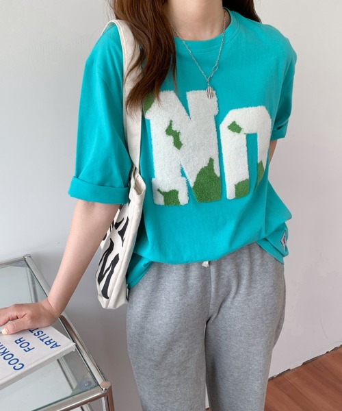 Diosfront(ディオスフロント)の「ルーズシルエットビックボアロゴ刺繍カットTee(Tシャツ/カットソー・レディース・グリーン/ホワイト/ブルー/ブラック・M/L)」の18枚目の写真