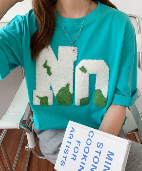 Diosfront(ディオスフロント)の「ルーズシルエットビックボアロゴ刺繍カットTee(Tシャツ/カットソー・レディース・グリーン/ホワイト/ブルー/ブラック・M/L)」の19枚目の写真