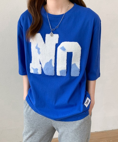 Diosfront(ディオスフロント)の「ルーズシルエットビックボアロゴ刺繍カットTee(Tシャツ/カットソー・レディース・グリーン/ホワイト/ブルー/ブラック・M/L)」の9枚目の写真