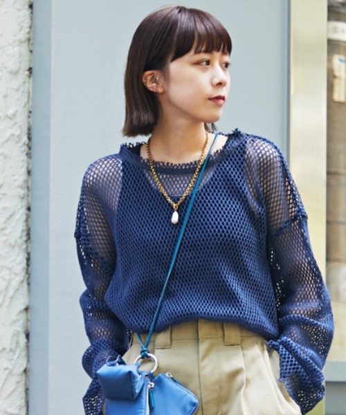 CREOLME（クレオルム）の「(CREOLME)メッシュプルオーバー（その他トップス・レディース・ベージュ/ネイビー/ブラウン・ONE SIZE）」の3枚目の写真