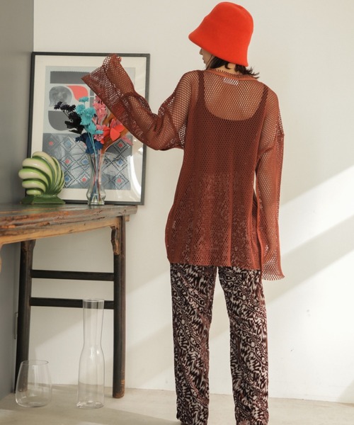 CREOLME（クレオルム）の「(CREOLME)メッシュプルオーバー（その他トップス・レディース・ベージュ/ネイビー/ブラウン・ONE SIZE）」の9枚目の写真