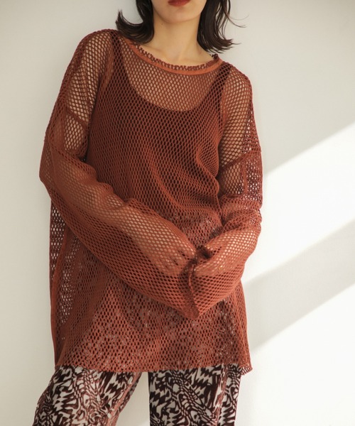 CREOLME（クレオルム）の「(CREOLME)メッシュプルオーバー（その他トップス・レディース・ベージュ/ネイビー/ブラウン・ONE SIZE）」の15枚目の写真