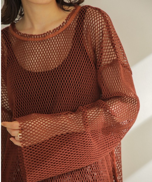 CREOLME（クレオルム）の「(CREOLME)メッシュプルオーバー（その他トップス・レディース・ベージュ/ネイビー/ブラウン・ONE SIZE）」の13枚目の写真