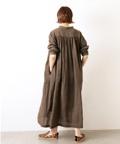 JOURNAL STANDARD LUXE(ジャーナルスタンダード ラックス)の「リネンキーネックワンピース(ワンピース・レディース・ネイビー/ブラウン/イエロー・FREE)」の8枚目の写真