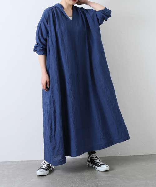 JOURNAL STANDARD LUXE(ジャーナルスタンダード ラックス)の「リネンキーネックワンピース(ワンピース・レディース・ネイビー/ブラウン/イエロー・FREE)」の18枚目の写真