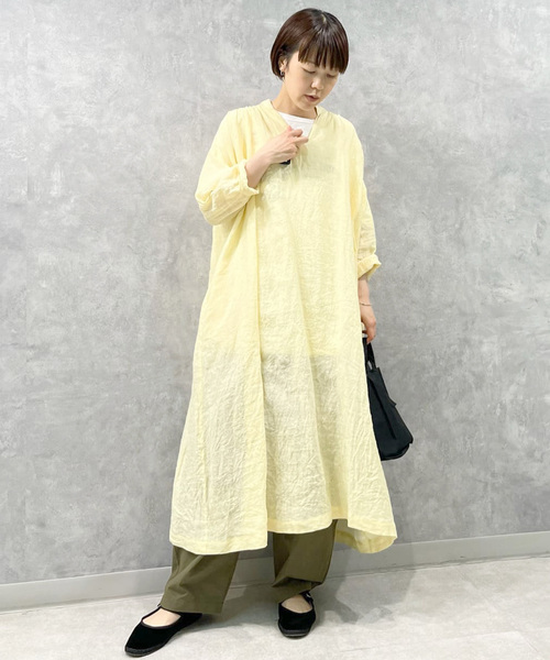 JOURNAL STANDARD LUXE(ジャーナルスタンダード ラックス)の「リネンキーネックワンピース(ワンピース・レディース・ネイビー/ブラウン/イエロー・FREE)」の9枚目の写真