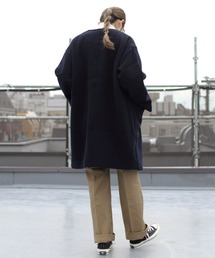 DANTON/ダントン カラーレスクルーネックコート COLLARLESS CREW NECK