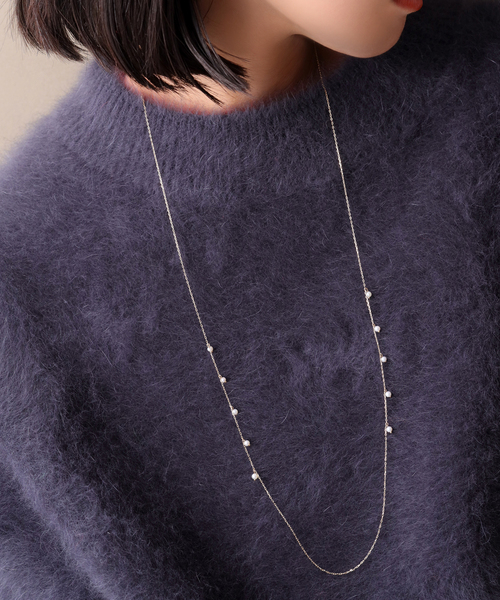 サイドポイントパール80cmネックレス K10（ネックレス）｜Lilas（リラ