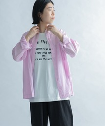 FORK&SPOON　楊柳バンドカラーシャツ