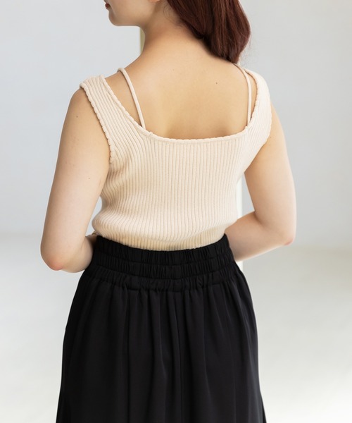 SLURR(スラ―)の「オーガニックコットンリブデザインタンク(タンクトップ・レディース・チャコールグレー/ベージュ/アイボリー/ライトピンク・FREE)」の6枚目の写真