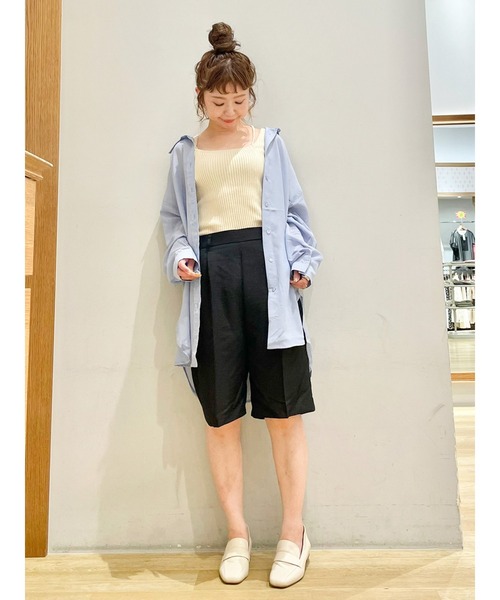 SLURR(スラ―)の「オーガニックコットンリブデザインタンク(タンクトップ・レディース・チャコールグレー/ベージュ/アイボリー/ライトピンク・FREE)」の10枚目の写真