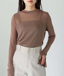 【shemoshelly】WEB限定前後2WAYスリットスリーブシアートップス